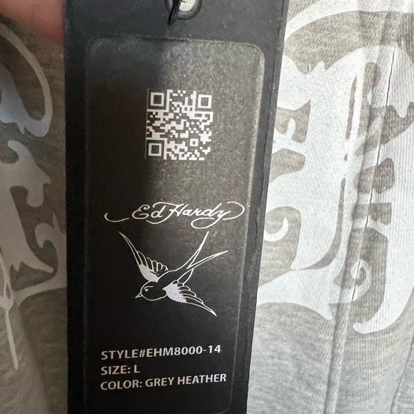 Ed Hardy Men's Sweat Shorts Gray Heather Large NWT - Picture 3 of 3